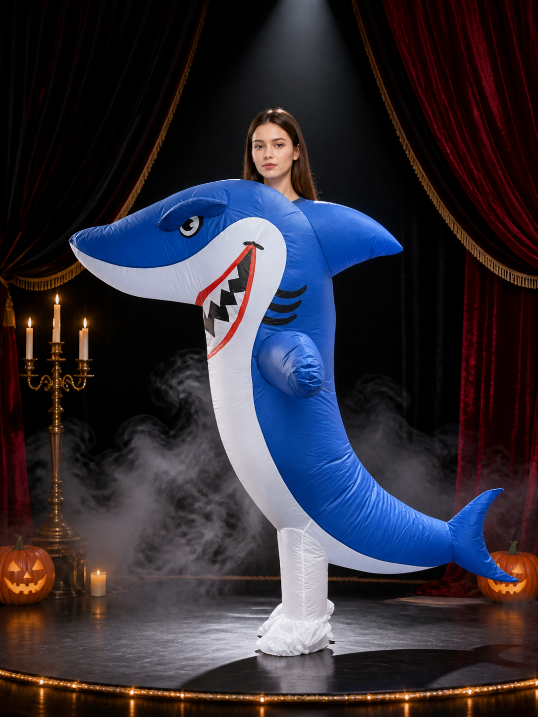 Inflatable Shark Costume for Adults, Halloween Party Cosplay Outfit with Fins Costumes detail 3