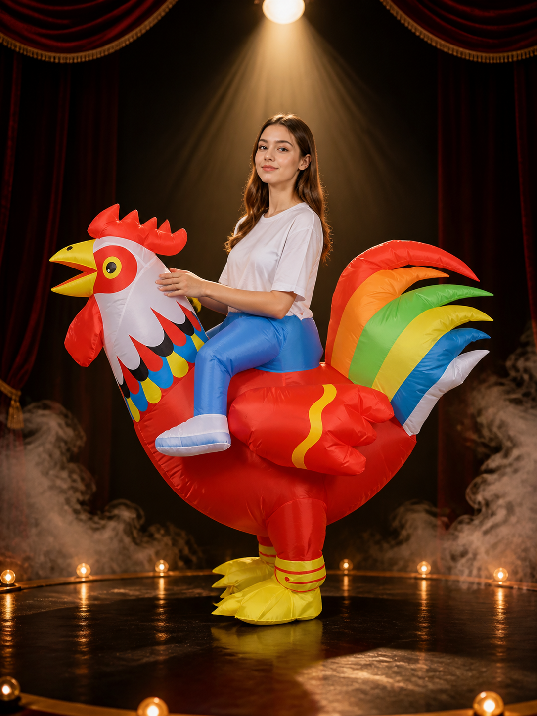 Adult Inflatable Rooster Costume, Colorful Halloween Party Outfit Costumes detail 3