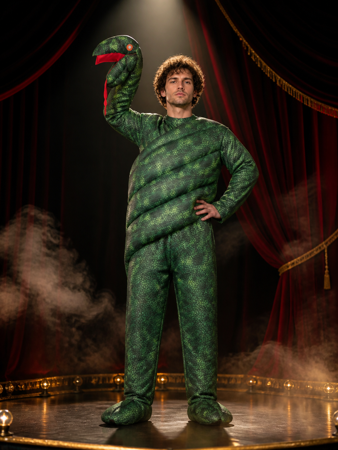 Green Long-Neck Dinosaur Jumpsuit Costume with 3D Head, Halloween Party Outfit Costumes detail 3