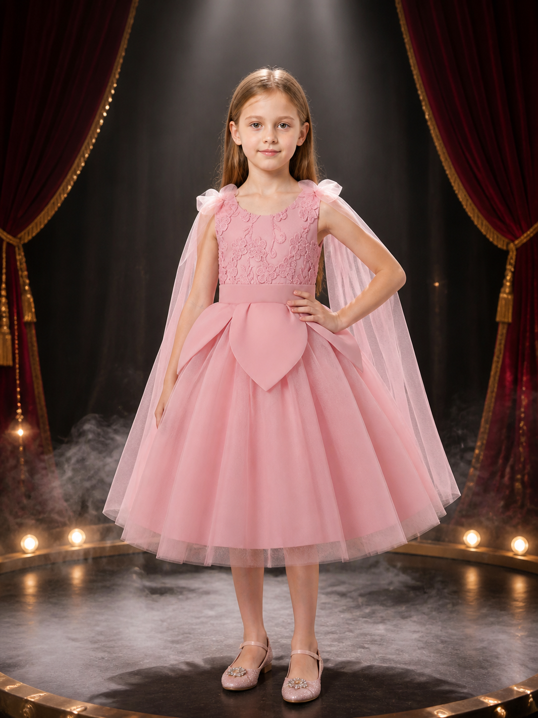 Baby Girls' Princess Flower Girl Formal Dress, Floral Lace Bodice, Layered Costume Dresses detail 3