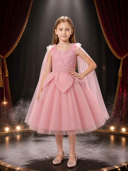 Baby Girls' Princess Flower Girl Formal Dress, Floral Lace Bodice, Layered Costume Dresses detail 3