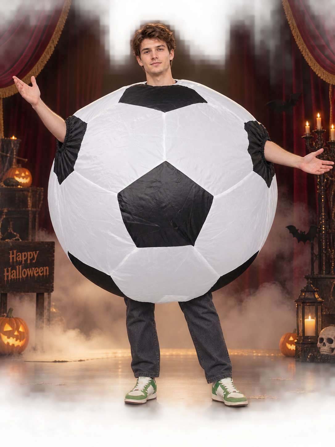 Inflatable Soccer Ball Costume for Adults White