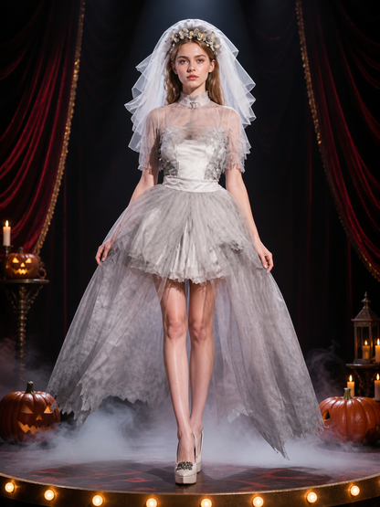 Halloween Zombie Bride Costume with Veil