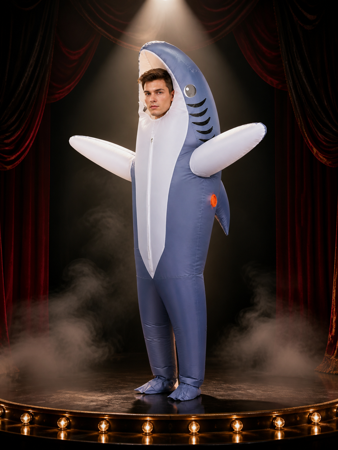 Shark Inflatable Jumpsuit Costume, Full-Body Halloween Performance Outfit Costumes detail 3