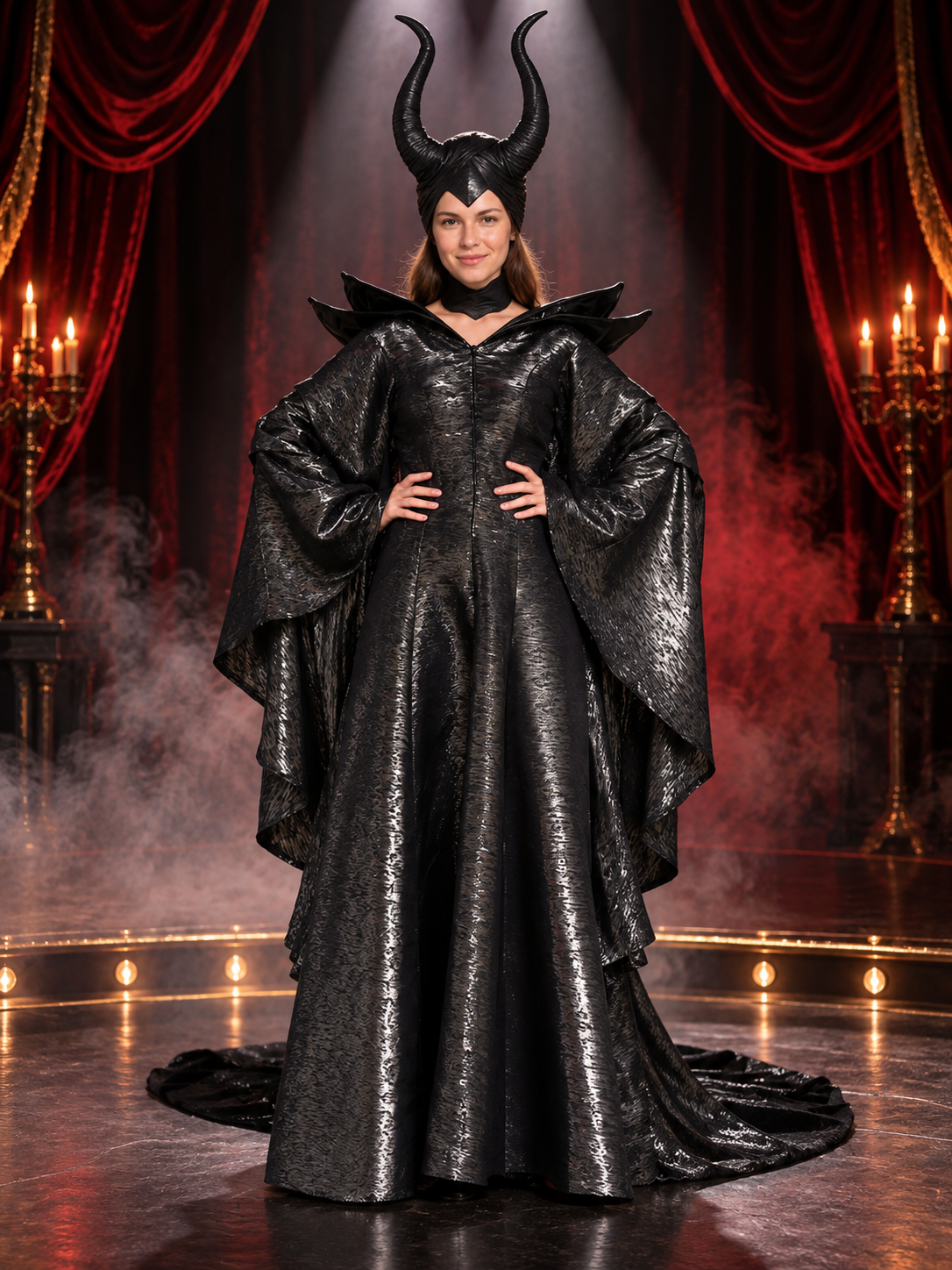 Adult Witch Carnival Costume Black with Horns