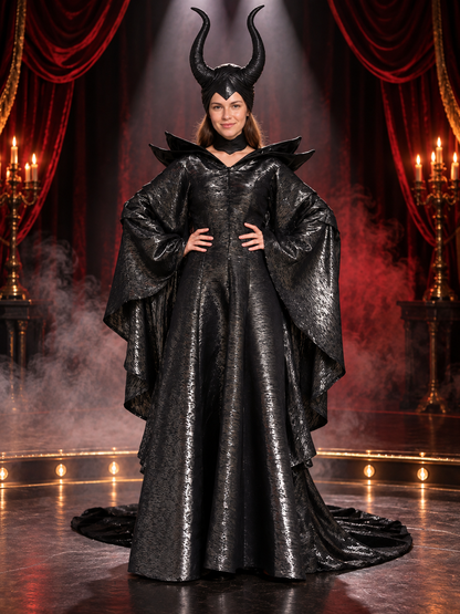 Adult Witch Carnival Costume Black with Horns