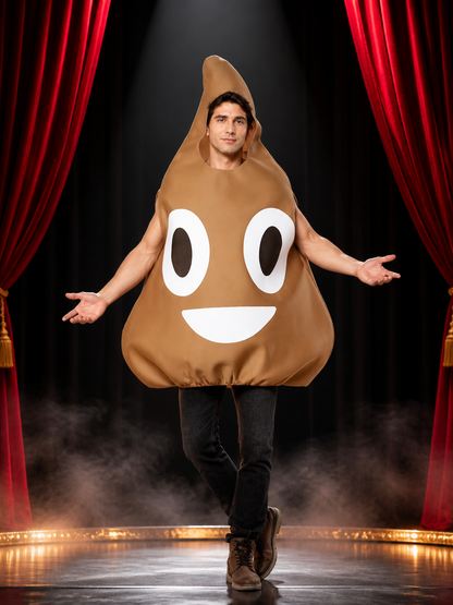 Adult Funny Poop Costume Jumpsuit, Brown Cartoon Halloween Party Outfit Costumes detail 3