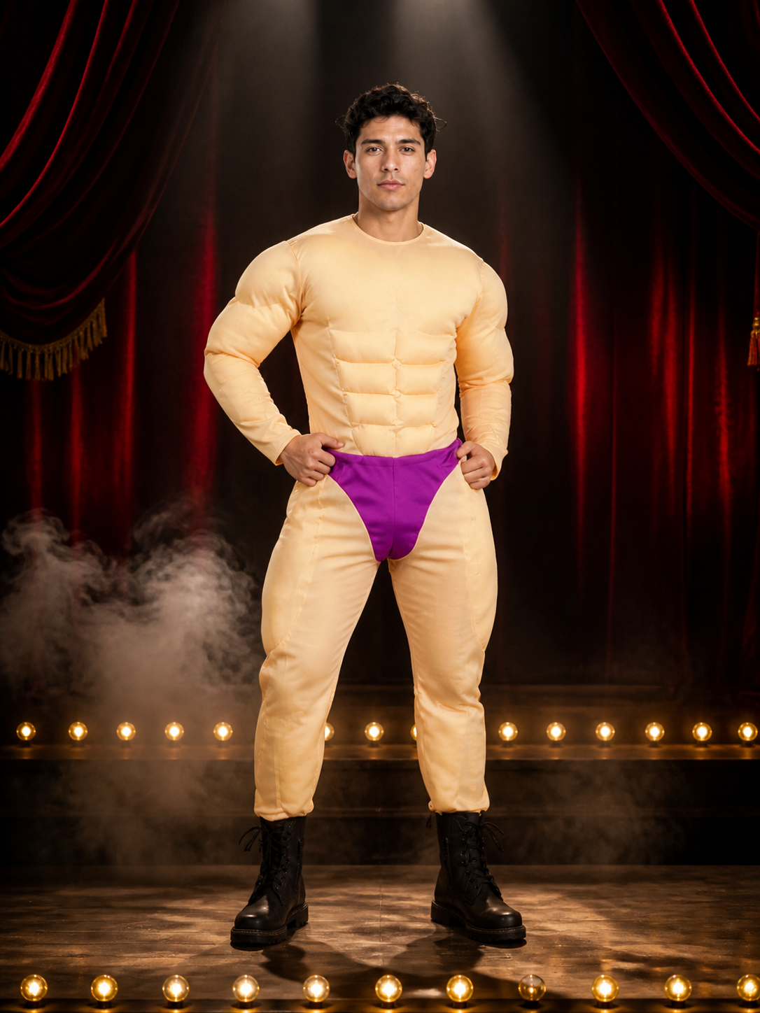 Funny Muscular Human Bodysuit Costume, 3D Muscle Design Halloween Cosplay Outfit