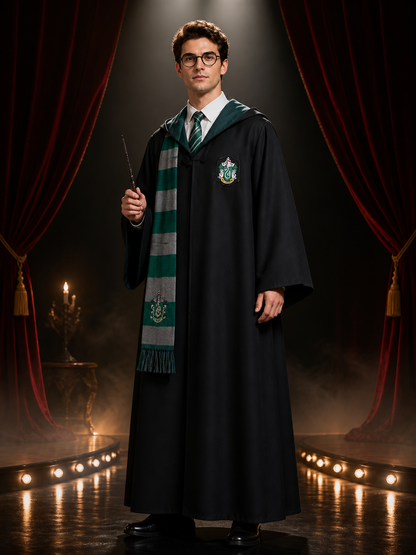 Slytherin Wizard Costume, Hooded Cloak for Cosplay