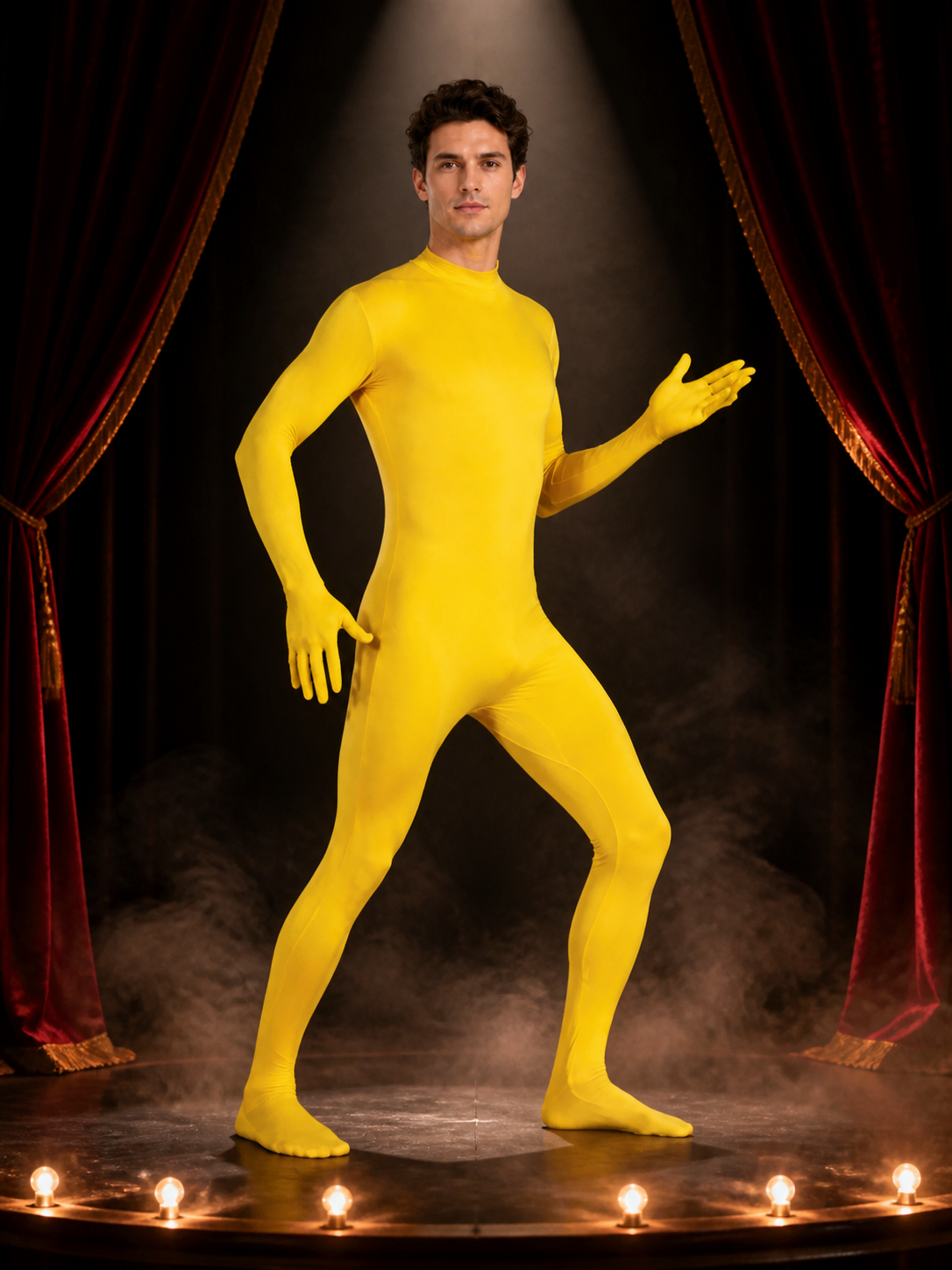 Adult Unisex Yellow Invisible Man Bodysuit Costume Ninja Halloween Outfit Costumes detail 3