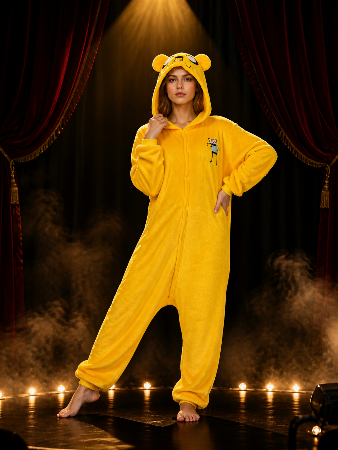 Yellow Hooded Cartoon Animal Onesie Costume With Ears Costumes detail 3