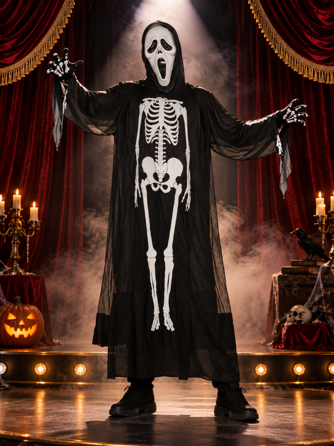 Skeleton Halloween Costume with Mask, 120 cm