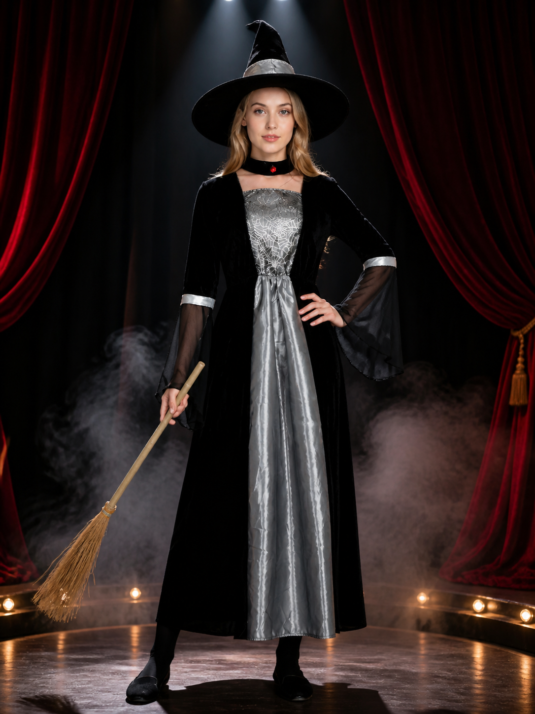 Witch Costume, Long Halloween Dress Costume Dresses detail 3