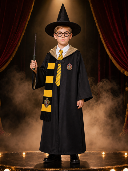 Hufflepuff Wizard Costume with Hood for Cosplay