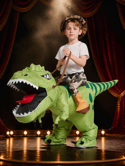 Kids Inflatable Dinosaur Costume, Green Striped Halloween Outfit Costumes detail 3