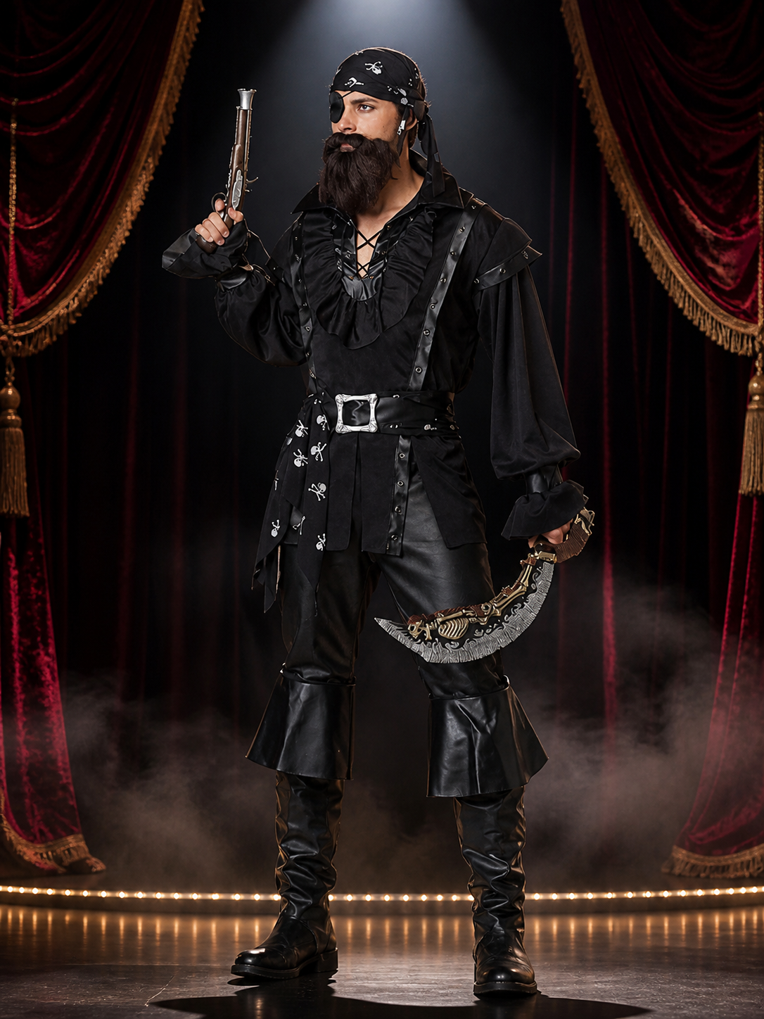 Pirate Costume with Eye Patch for Cosplay and Halloween Costumes detail 3
