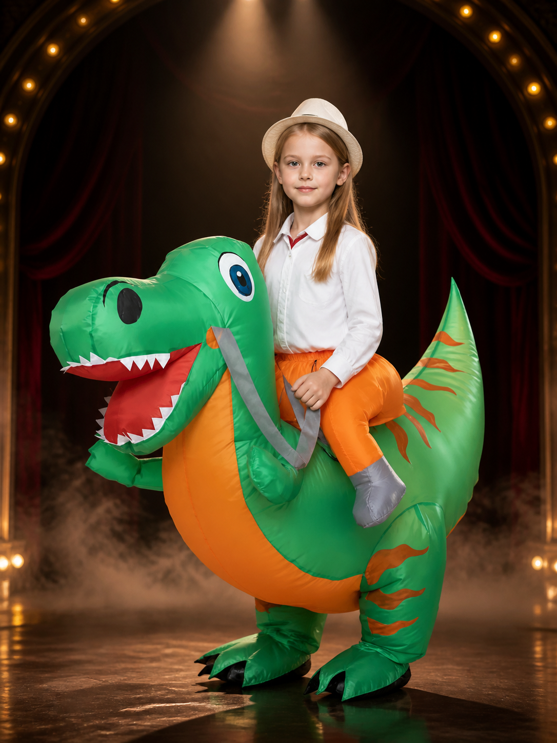 Inflatable Dinosaur Costume, Funny Halloween Party Outfit with Tail and Feet Costumes detail 3