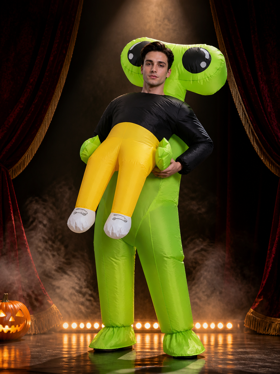 Adult Alien Inflatable Costume, Funny Halloween Outfit with Oversized Alien Head Costumes detail 3