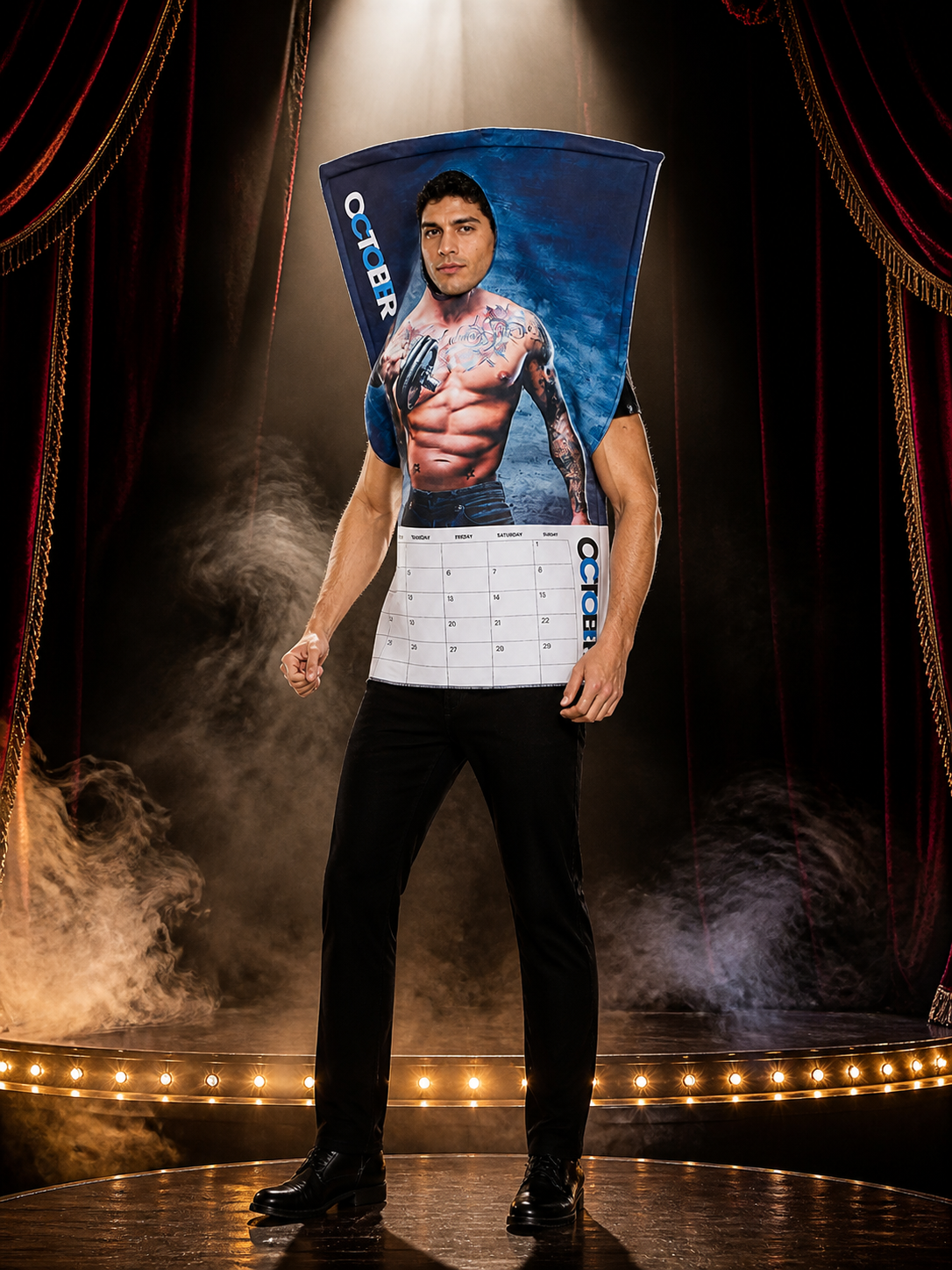 Funny Halloween Human-Shaped Jumpsuit Costume, Muscle Print, October Calendar Costumes detail 3