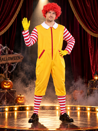 Clown Costume: Yellow Jumpsuit, Wig