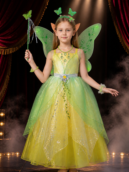 Girls' Fairy Princess Costume Dress, Butterfly Wings with Glitter and Vine Costume Dresses detail 3