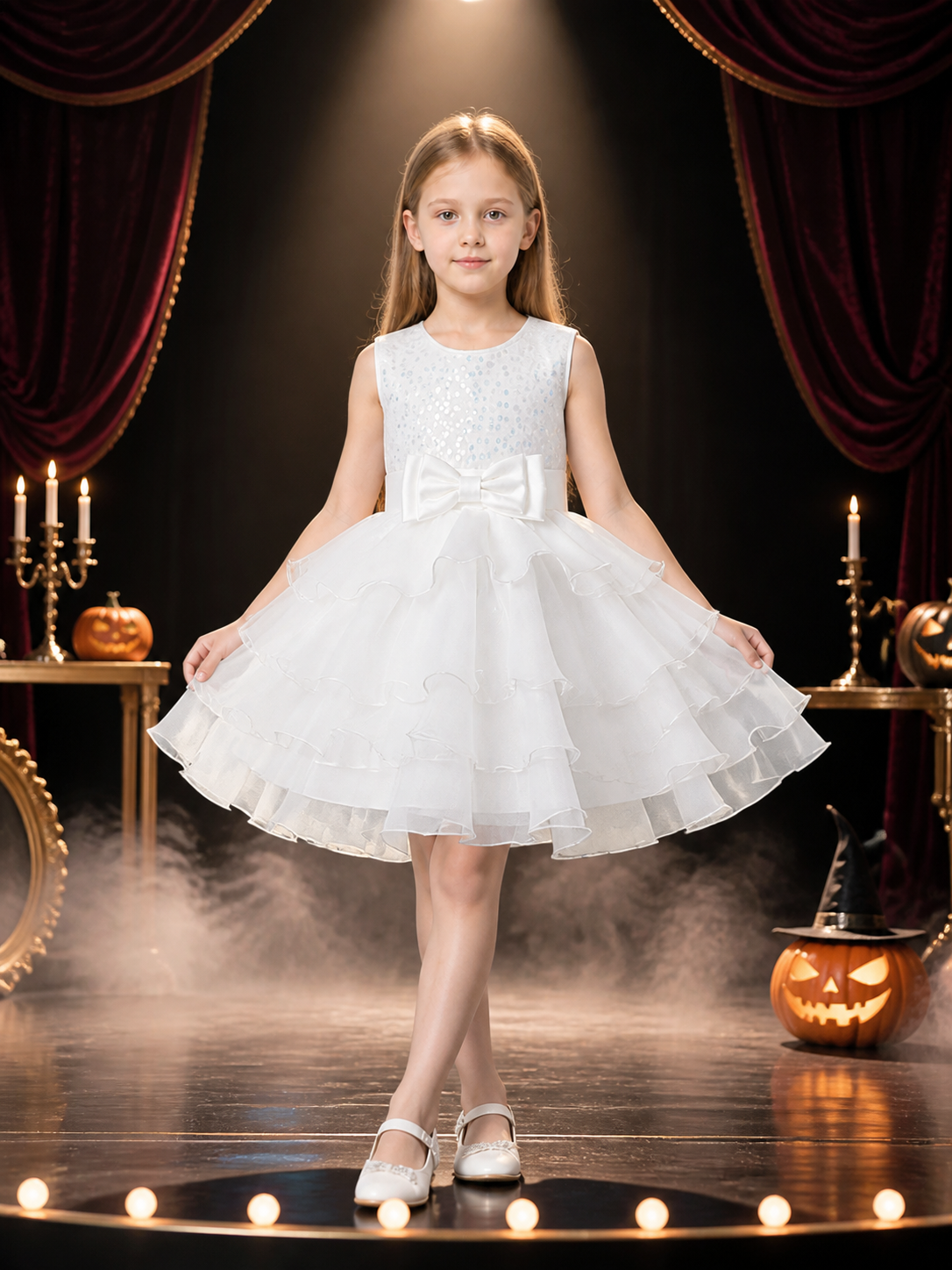 Toddler Girls' Princess Dress, Sequined Bodice, Layered Tulle Skirt With Bow Costume Dresses detail 3