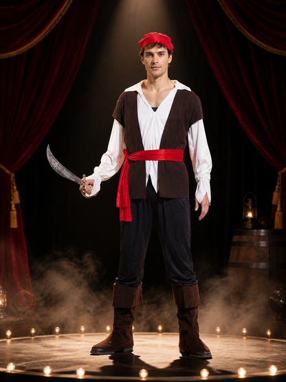 Pirate Carnival Costume with Vest and Boots Costumes detail 3