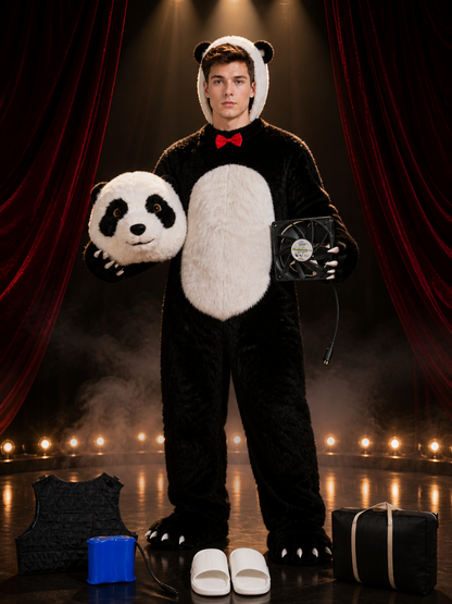 Inflatable Panda Costume Set with Fan, Includes Slippers and Storage Bag Costumes detail 2