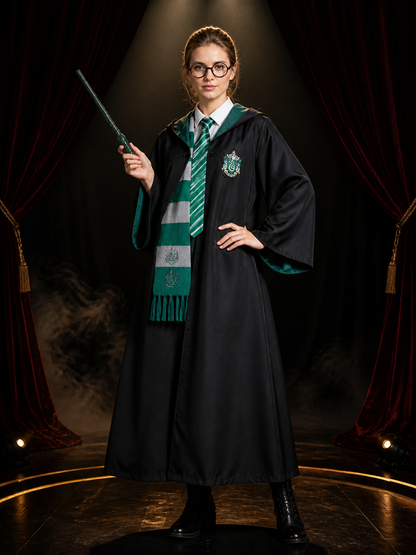 Slytherin-Style Hooded Robe for Halloween Cosplay Costumes detail 3
