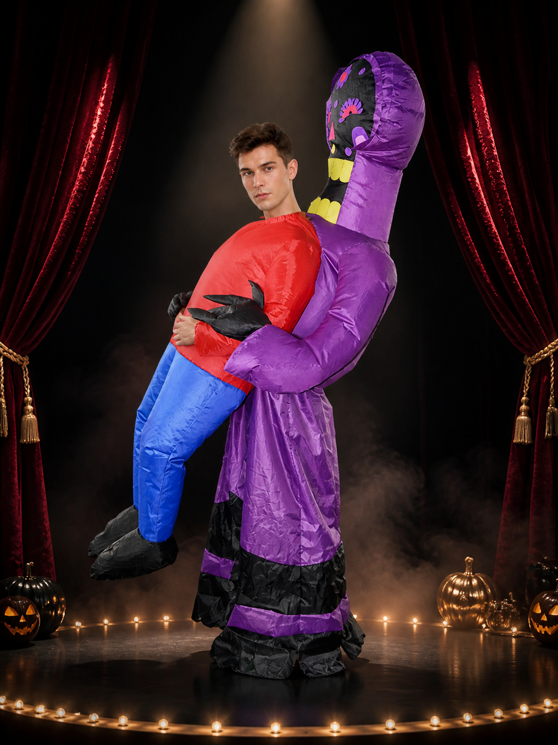 Purple Alien Inflatable Bodysuit Costume, Funny Halloween Party Outfit Costumes detail 3