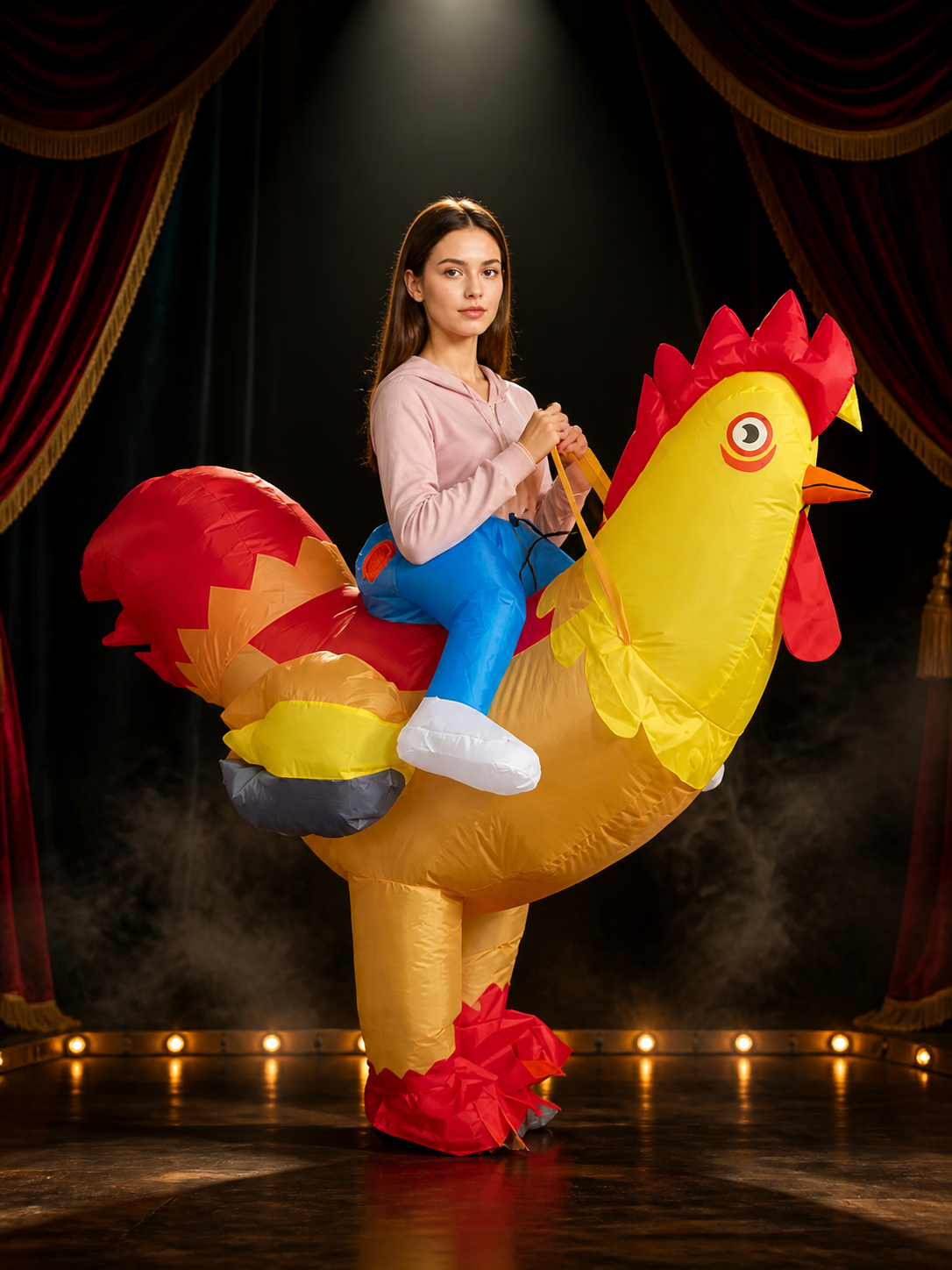 Colorful Rooster Inflatable Costume, Chicken Blow Up Suit, Halloween Animal Costumes detail 3