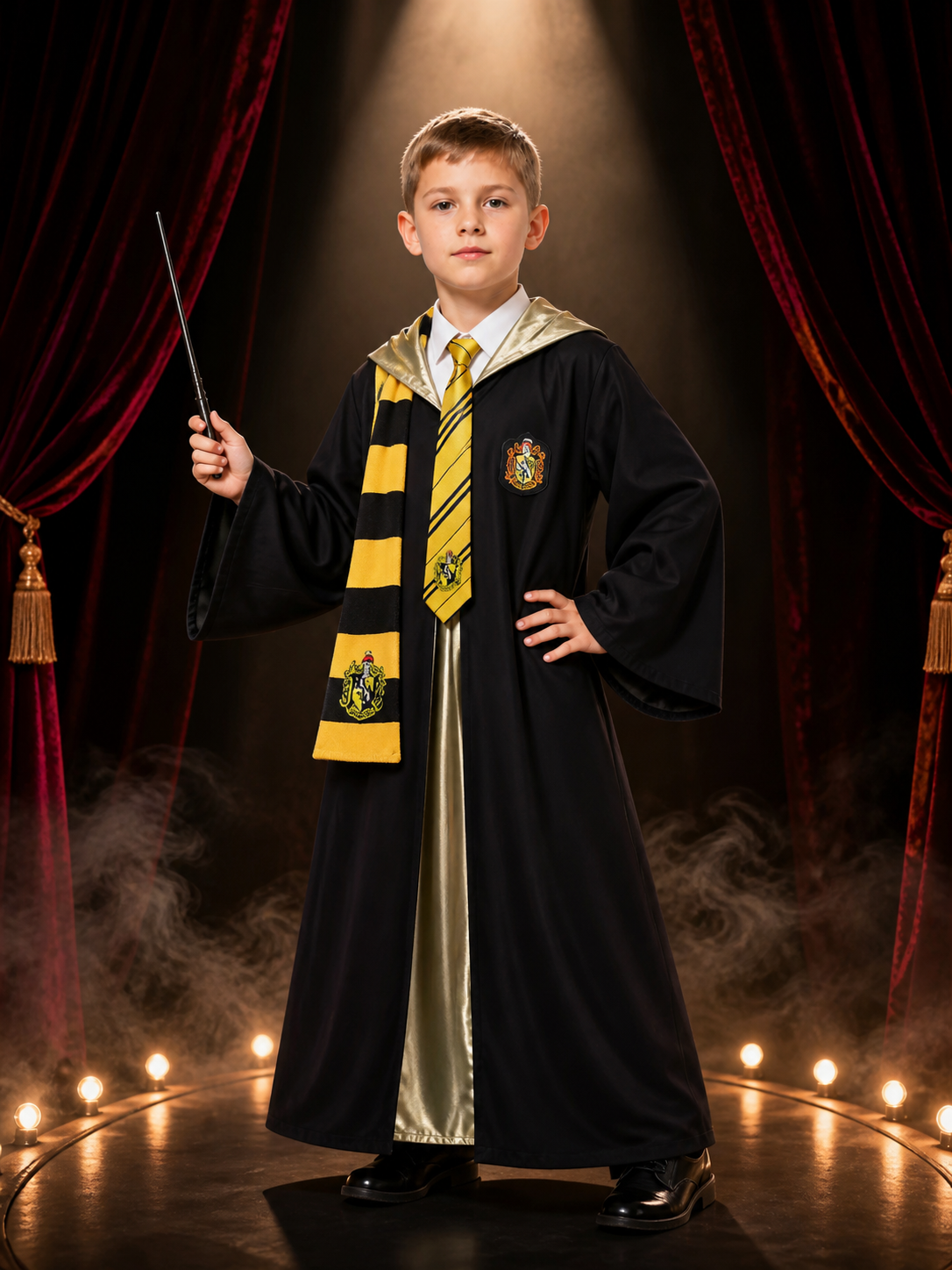Harry Potter Hufflepuff Robe, 3-Piece Cosplay Set Costumes detail 3