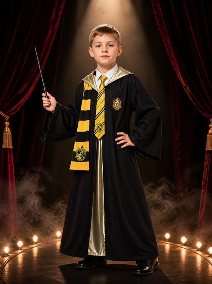 Harry Potter Hufflepuff Robe, 3-Piece Cosplay Set Costumes detail 3