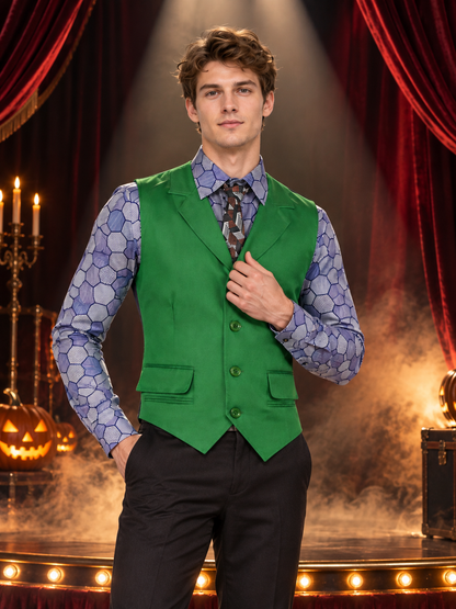 Cosplay Costume with Green Vest, Shirt, and Tie