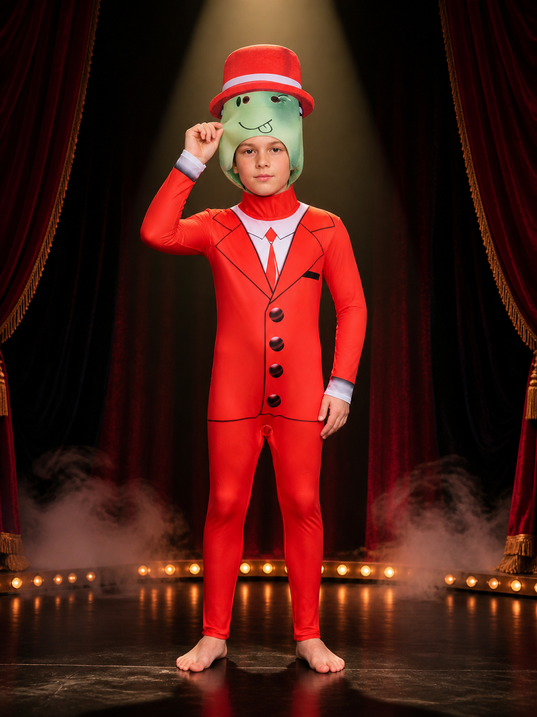 Roblox Red Suit Bodysuit Costume with Blocky Headpiece, Kids Cosplay Outfit for Costume Headwear detail 3