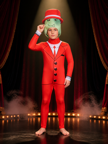 Roblox Red Suit Bodysuit Costume with Blocky Headpiece, Kids Cosplay Outfit for Costume Headwear detail 3