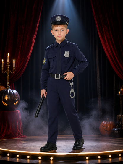 Women's Sexy Police Officer Costume Set - Navy Blue Uniform with Hat, Badge Costume Headwear detail 3