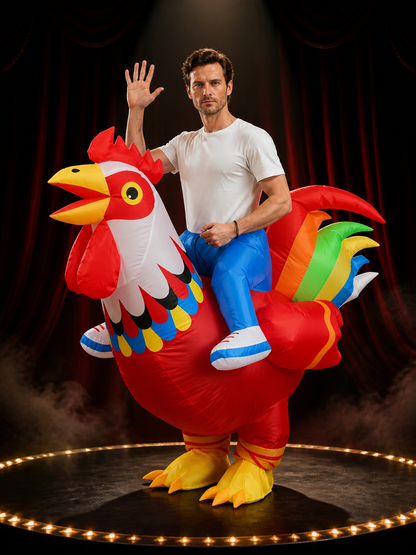 Inflatable Chicken Costume, Colorful Feather Design, Full Body Funny Outfit Costumes detail 3