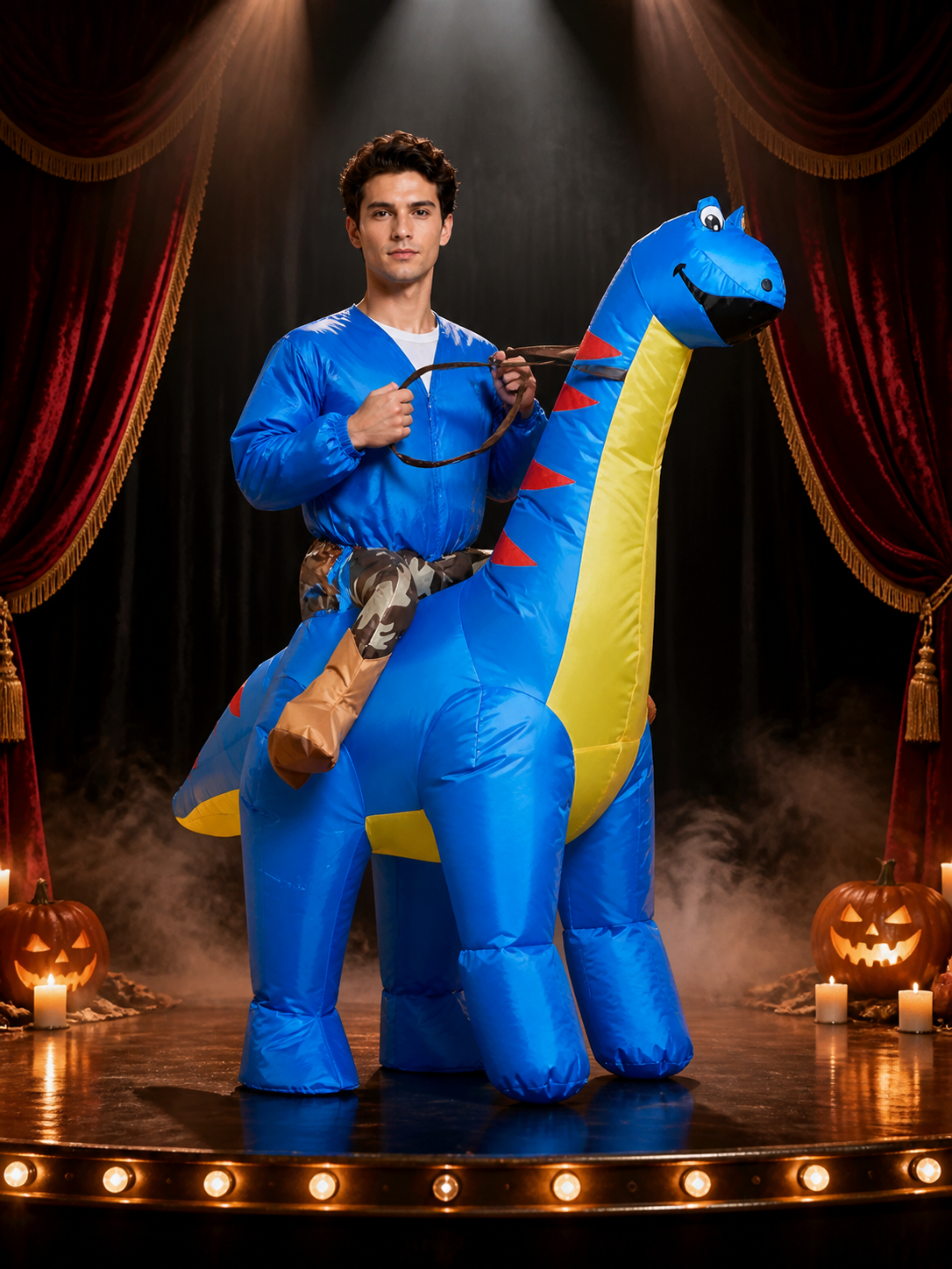 Adult Inflatable Four-Legged Dinosaur Costume With Saddle, Halloween Party Costumes detail 3
