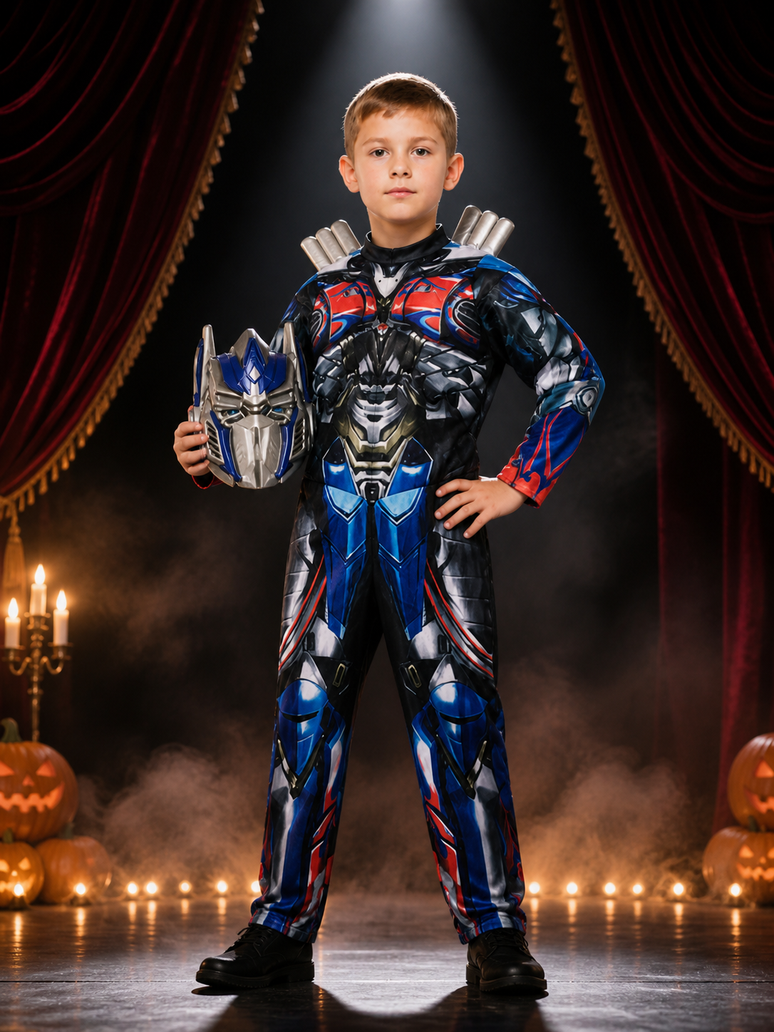 Kids Mechanical Robot Armor Bodysuit Costume with Matching Mask, Halloween Costume Masks detail 3