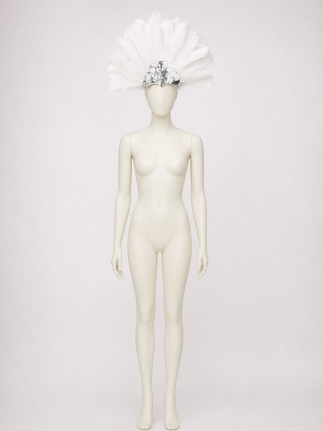 White Feather Carnival Headband with Silver Sequins product view 21