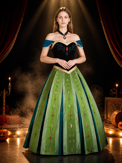 Adult Anna Princess Costume Set, Embroidered Top, Skirt And Necklace Costumes detail 3