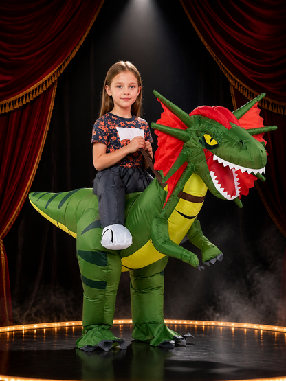 Unisex Inflatable Dinosaur Costume With Red Frill And Claws, Halloween Party Costumes detail 3