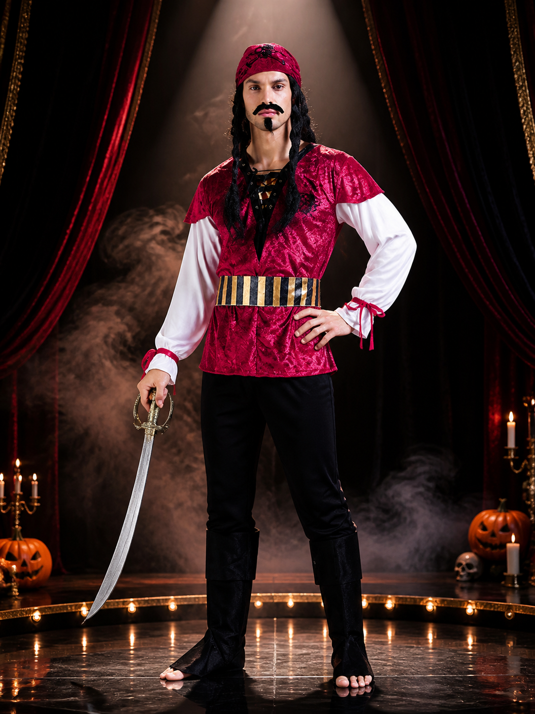 Pirate Costume with Bandana for Halloween Costumes detail 3
