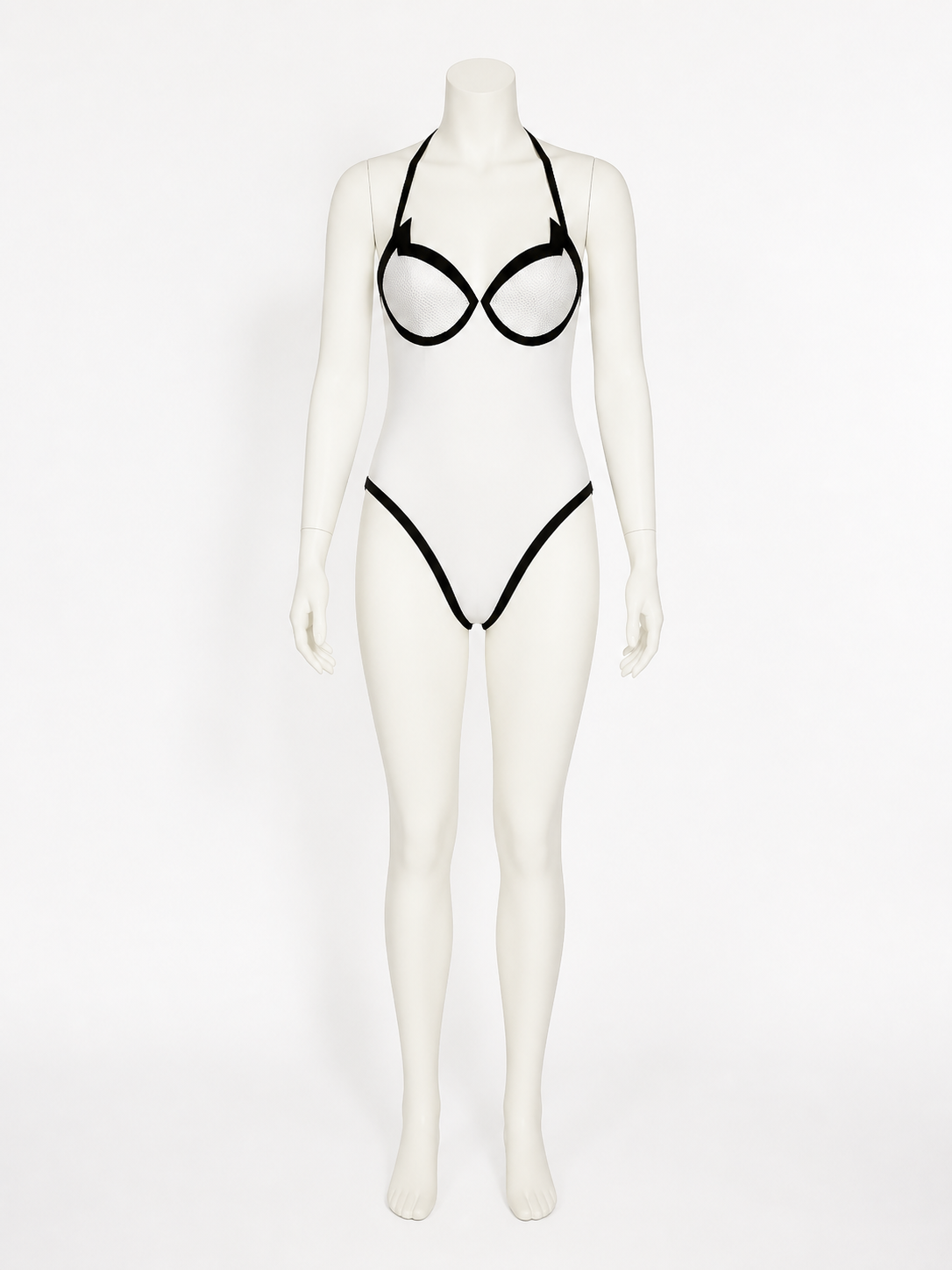 Men's Spider Superhero Bodysuit Costume, Black and White Mesh-Pattern Eye Costumes detail 3