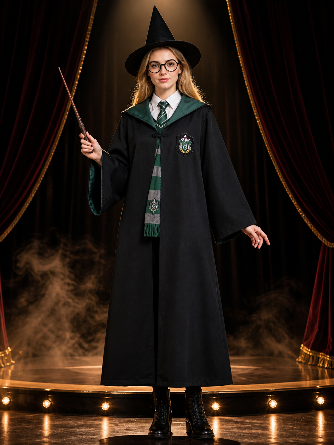 Wizard Costume Set With Hooded Robe, Striped Tie And Accessories Costume Accessories detail 3