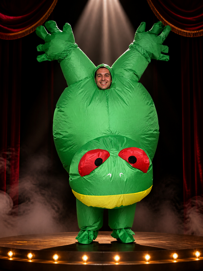 Green Inflatable Dinosaur Costume with Red Eyes, Funny Halloween Outfit Costumes detail 3