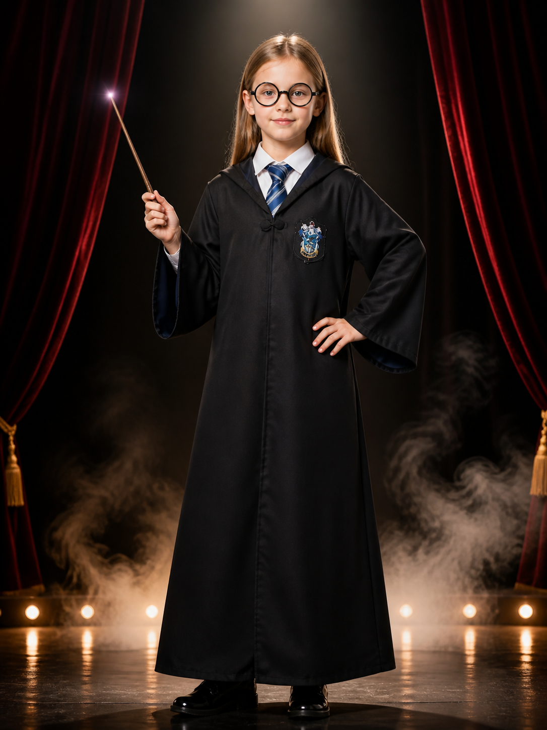 Ravenclaw Cosplay Robe with Hood and Tie Costumes detail 3