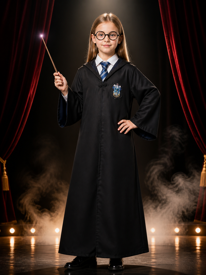 Ravenclaw Cosplay Robe with Hood and Tie Costumes detail 3