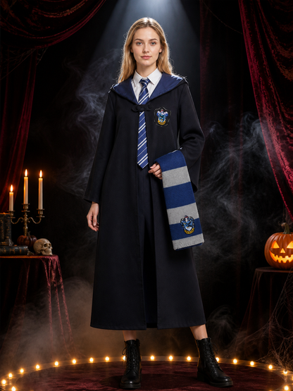 Kids Wizard Robe Costume Set with Striped Scarf and Tie Costumes detail 3